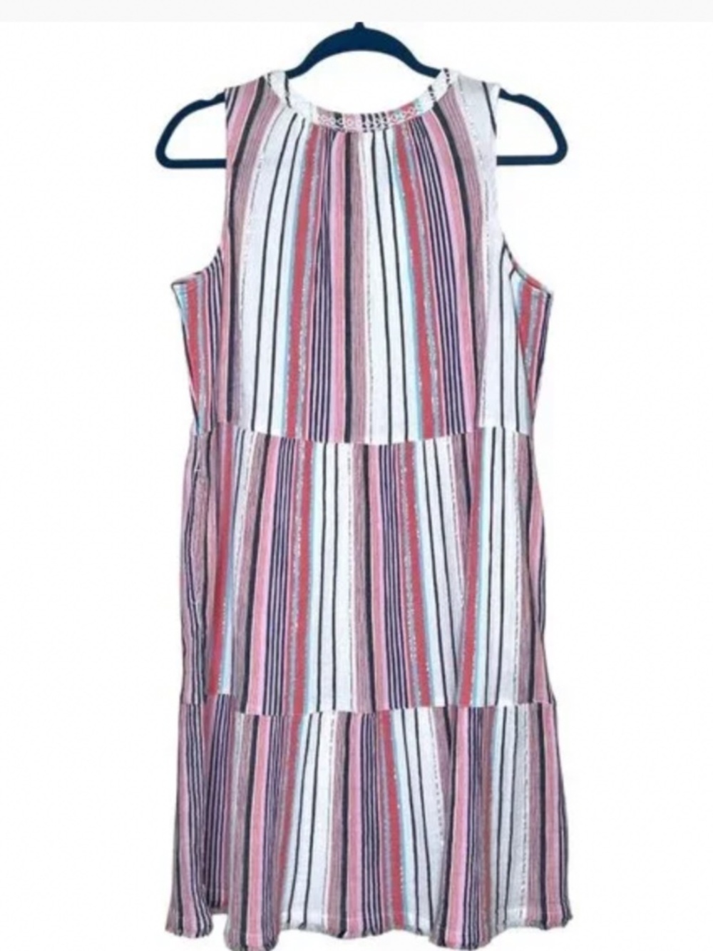 Tommy Bahama Mykonos Stripe Tiered Dress in Pure Coral sz M EUC $148 R - Picture 3 of 8